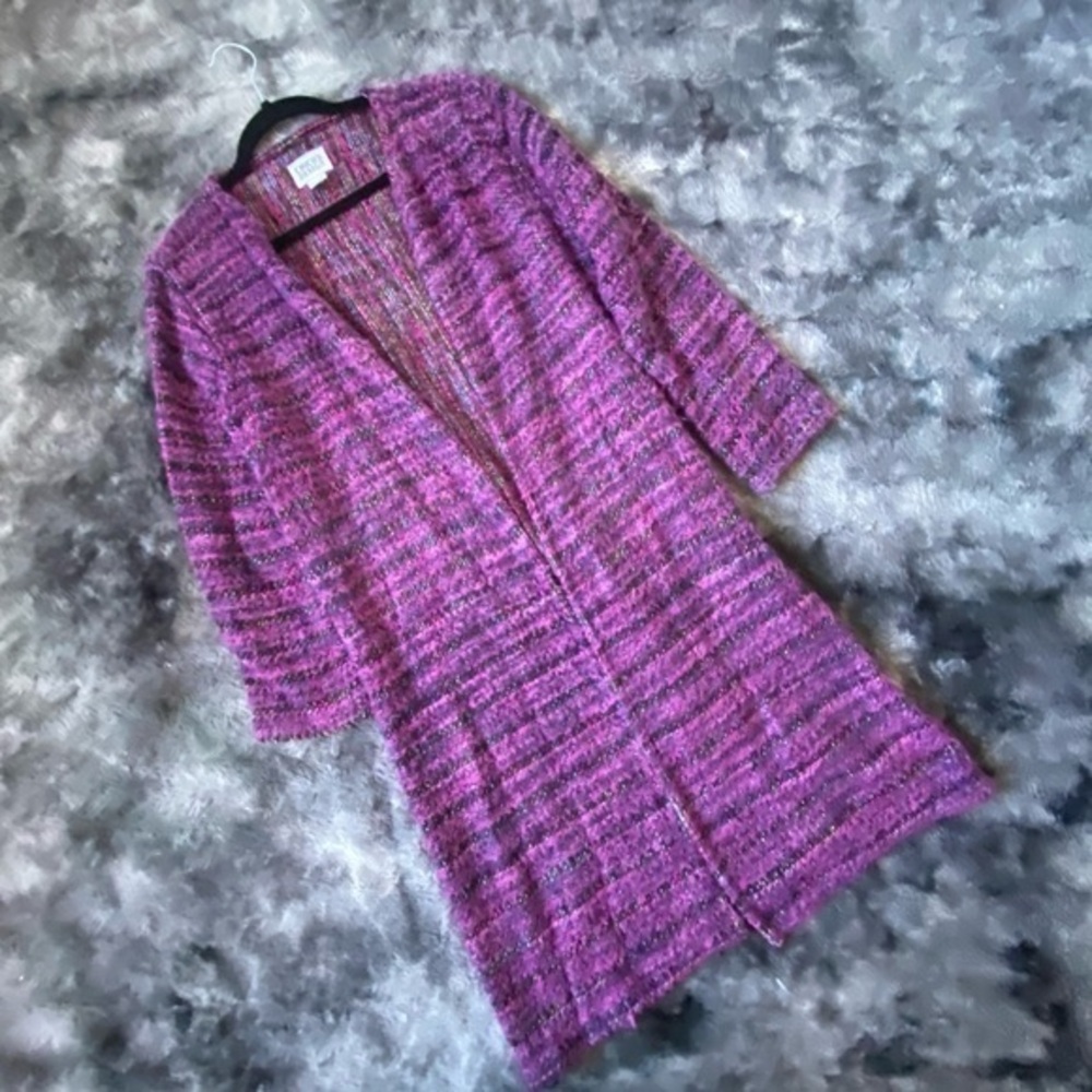 Chico's Textured Rainbow Purple Knit Duster